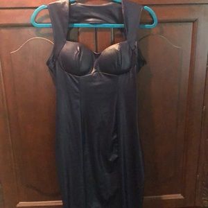 Navy Blue Pleather Dress